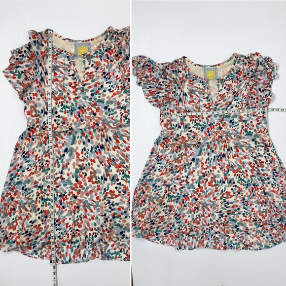 💜Anthropologie Maeve Watercolor Dot Flutter Dress - Picture 6 of 8
